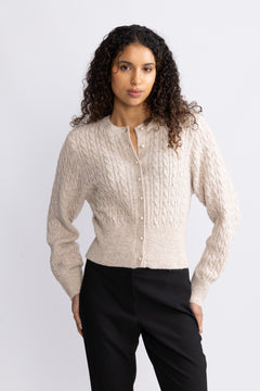 Pammie Cardigan - Beige Speckle Melange