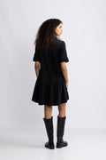 Soft Rigid Denim Mini Dress - Black Washed