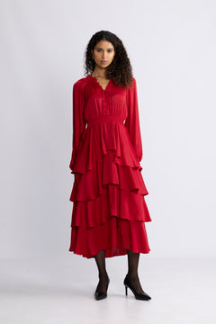 Adalee Dress Solid - Red