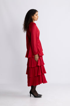 Adalee Dress Solid - Red