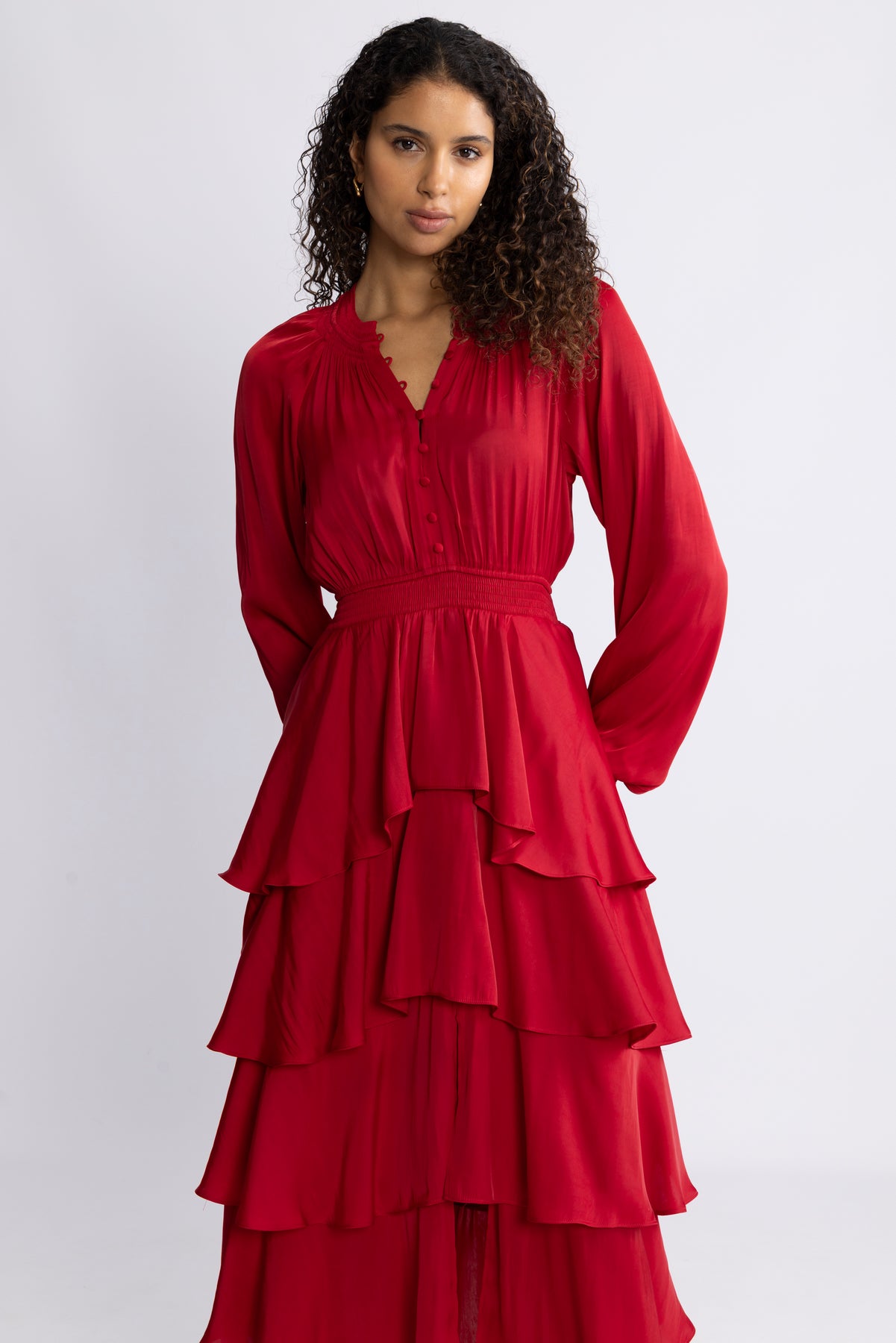 Adalee Dress Solid - Red