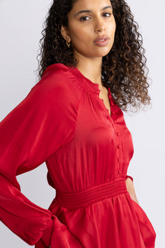 Adalee Dress Solid - Red