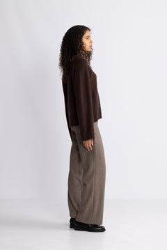W. Wool Crew - Dk. Brown