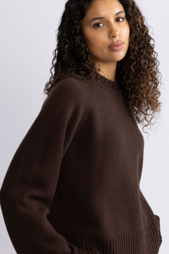 W. Wool Crew - Dk. Brown