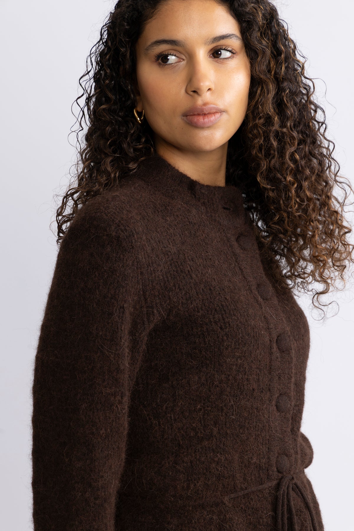 Yasthellis Ls Knit Cardigan S. - Hot Fudge