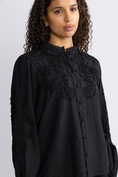 Yasmathilda Ls Beaded Shirt - Show - Black