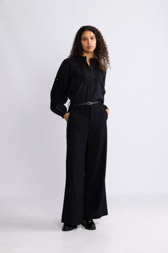 Yasmathilda Ls Beaded Shirt - Show - Black