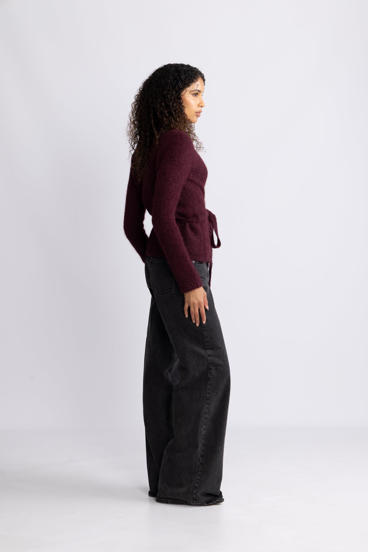 Gabella Ls Knit Belt Cardigan - Fig