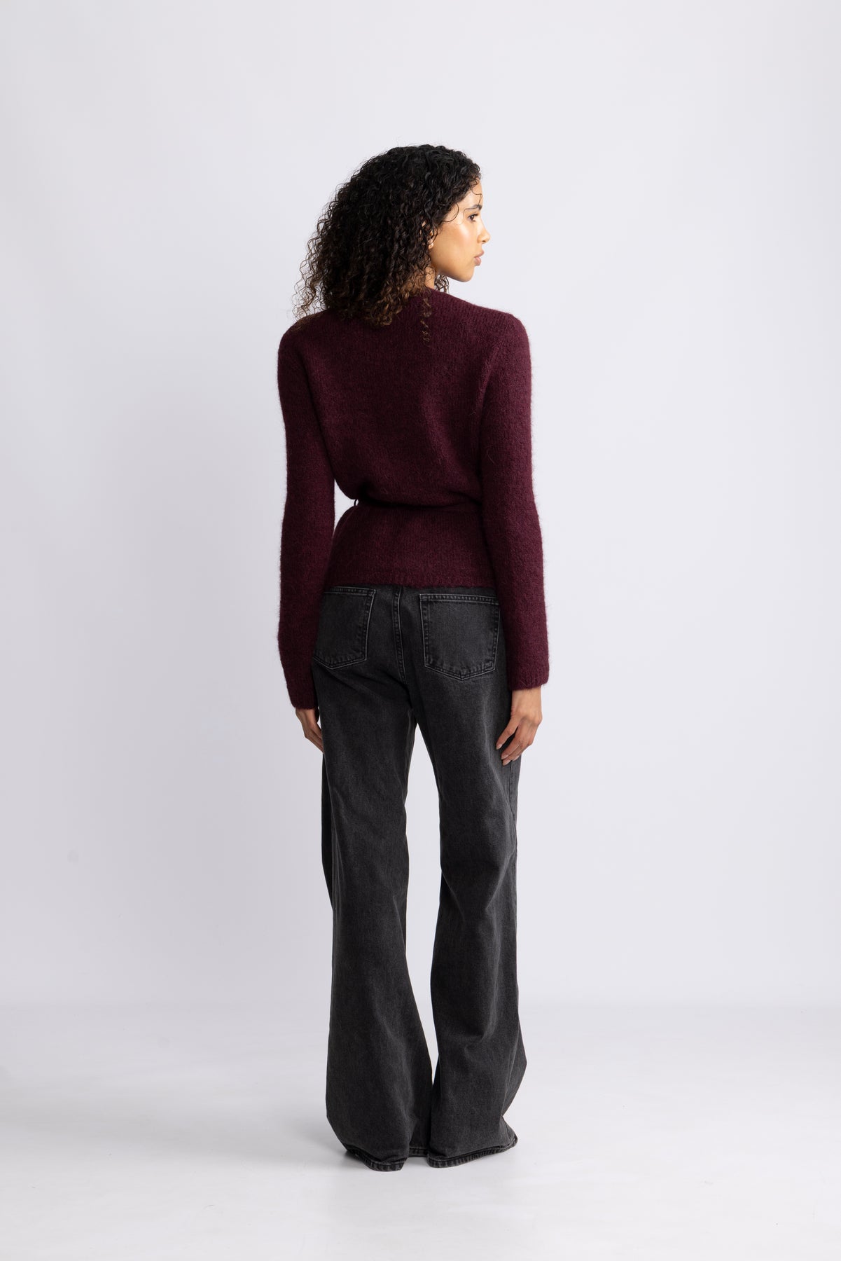 Gabella Ls Knit Belt Cardigan - Fig