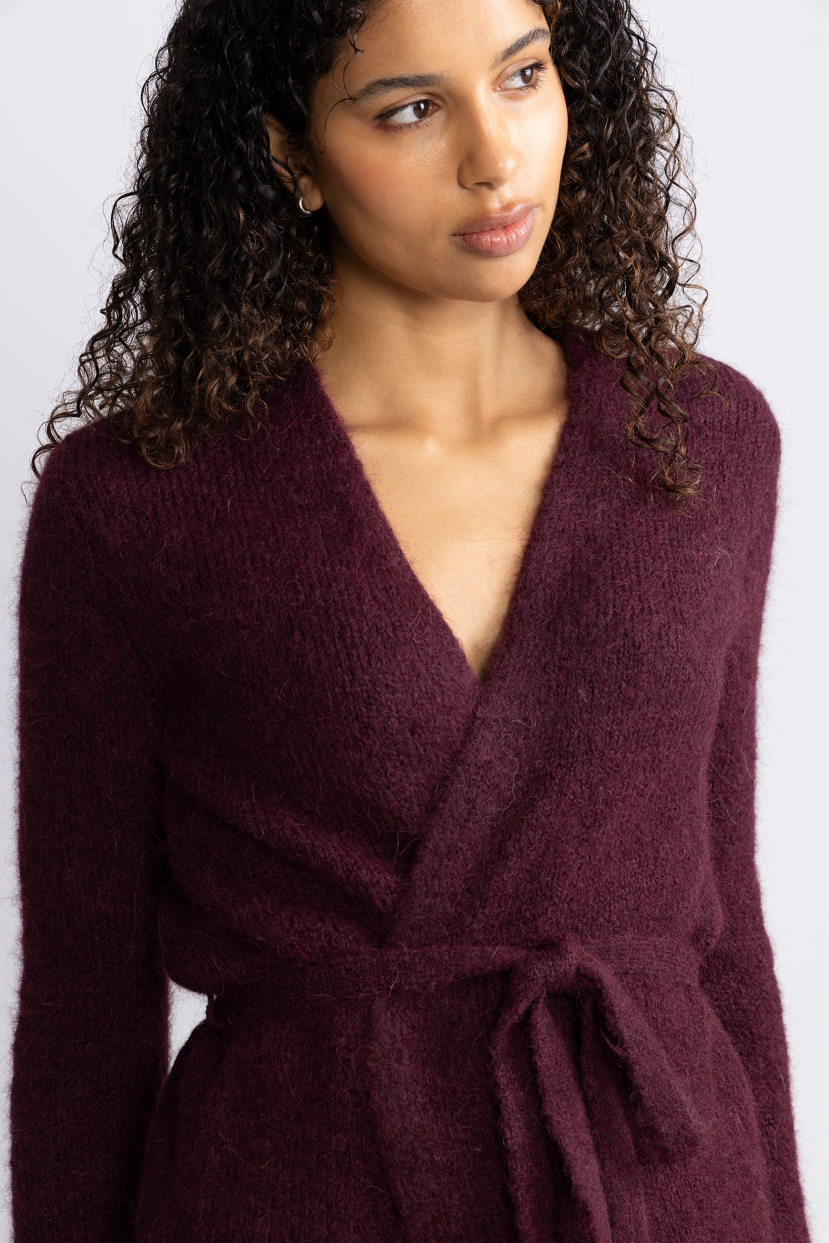 Gabella Ls Knit Belt Cardigan - Fig