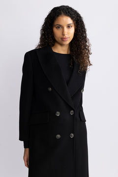 Cashmere Coat W Sedum X Long - Ebony Black