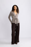 Gabella Ls Knit Belt Cardigan - Steel Gray