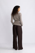 Gabella Ls Knit Belt Cardigan - Steel Gray