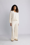 Cathy Cashmere Cable Knit Pant - Cream