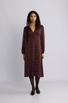 N-Lilith Dress - Dwyn Burgundy Print