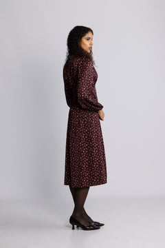 N-Lilith Dress - Dwyn Burgundy Print
