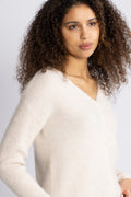 Sia Ras Ls Knit V-Neck Cardigan - Birch Melange