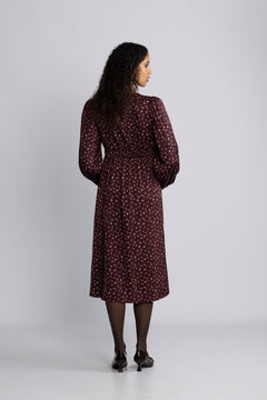 N-Lilith Dress - Dwyn Burgundy Print
