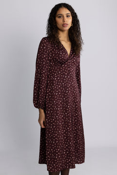 N-Lilith Dress - Dwyn Burgundy Print