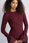Frill Sleeved Mini Dress - Zinfandel