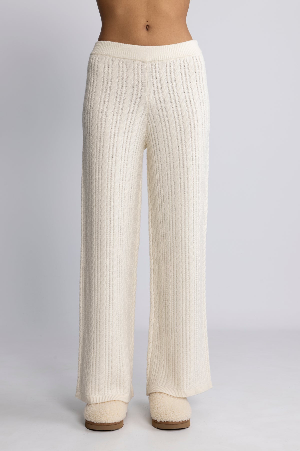 Cathy Cashmere Cable Knit Pant - Cream