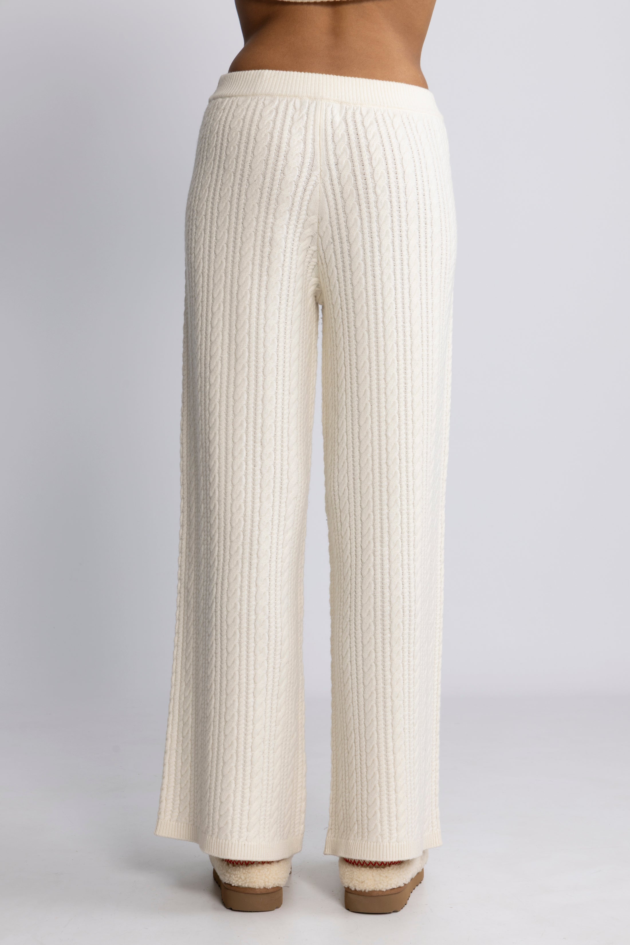 Cathy Cashmere Cable Knit Pant - Cream