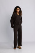 Cathrine Cashmere Cable Knit Sweater - Dark Brown