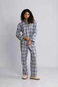 Flannel Pyjamas Set - Dusty Blue