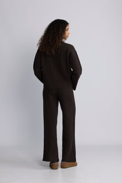 Cathrine Cashmere Cable Knit Sweater - Dark Brown