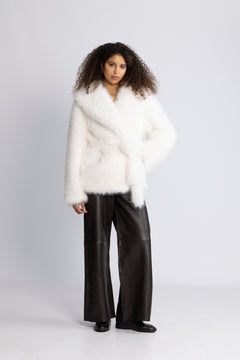 Faux Fur Short Jacket - Snow White