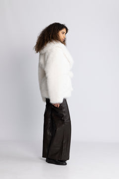 Faux Fur Short Jacket - Snow White