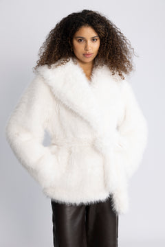 Faux Fur Short Jacket - Snow White