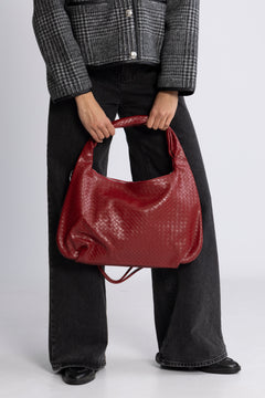 Peony Hobo Bag - Dark Red