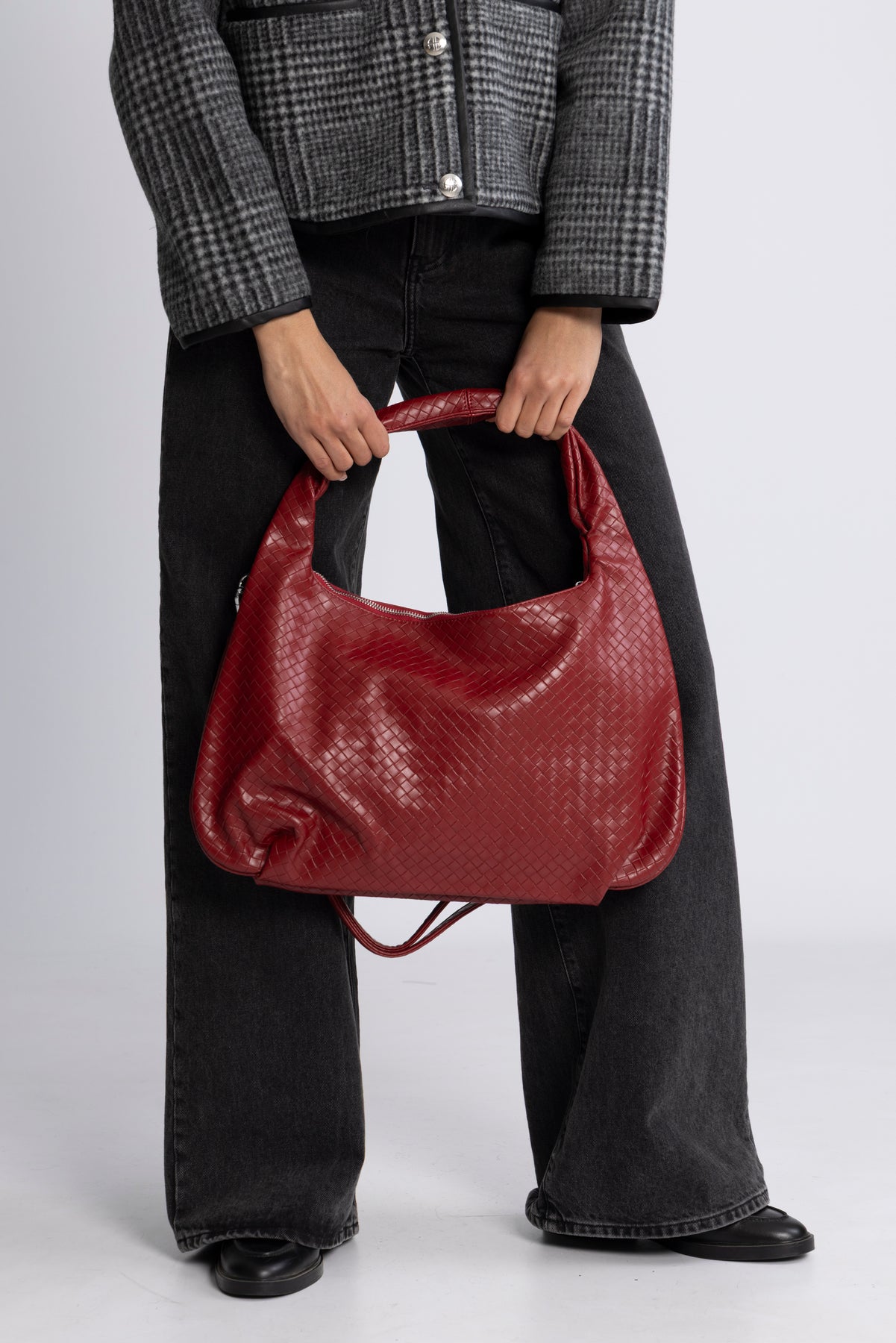 Peony Hobo Bag - Dark Red
