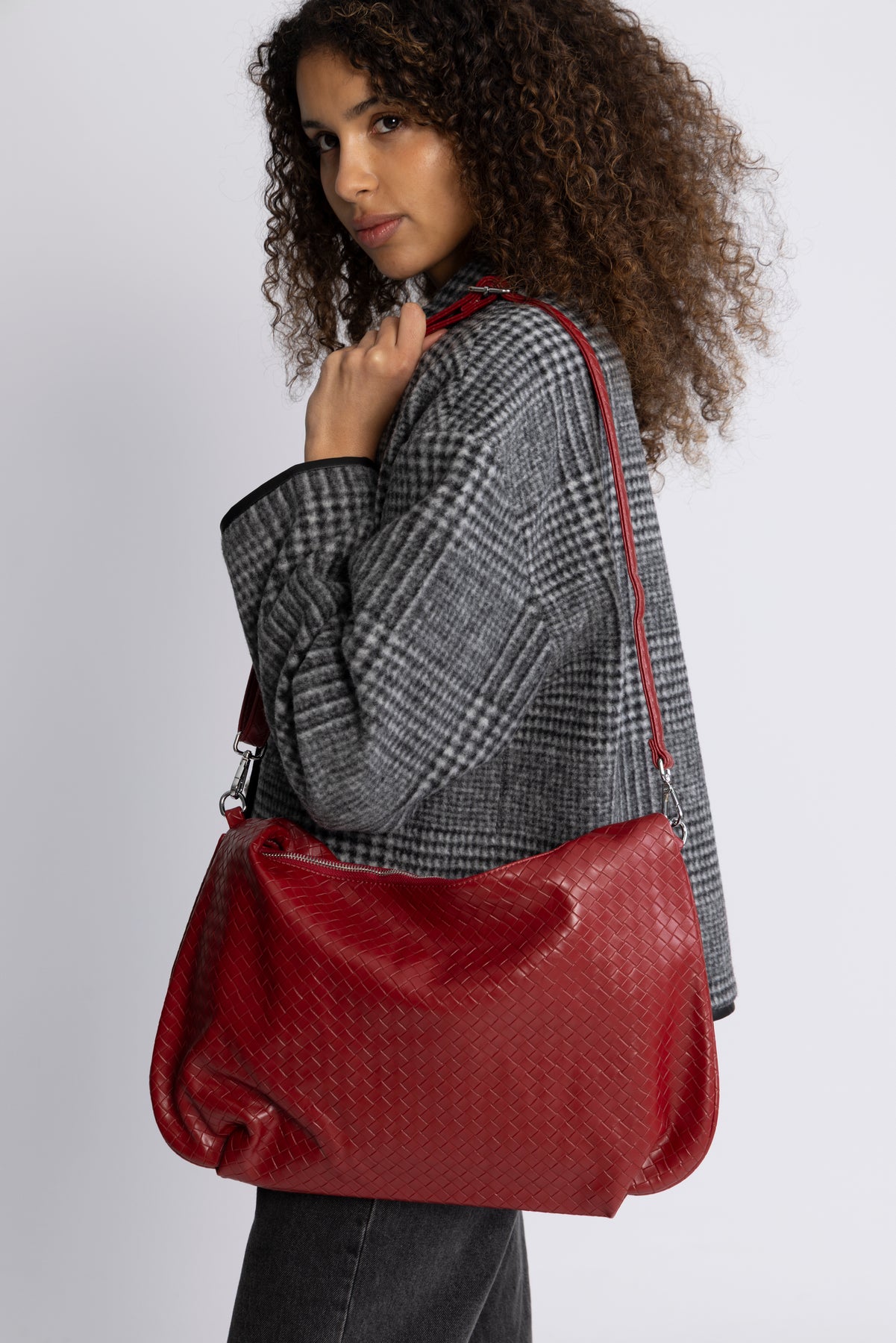 Peony Hobo Bag - Dark Red