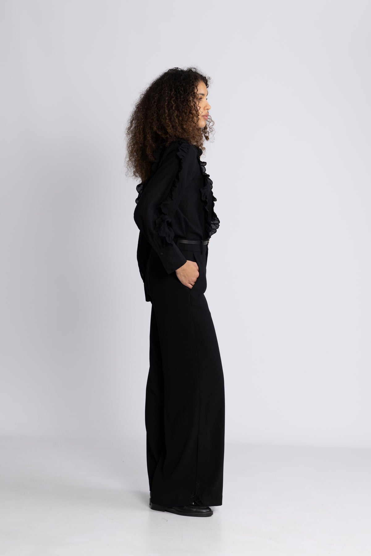 Cally Frill Shirt - Black