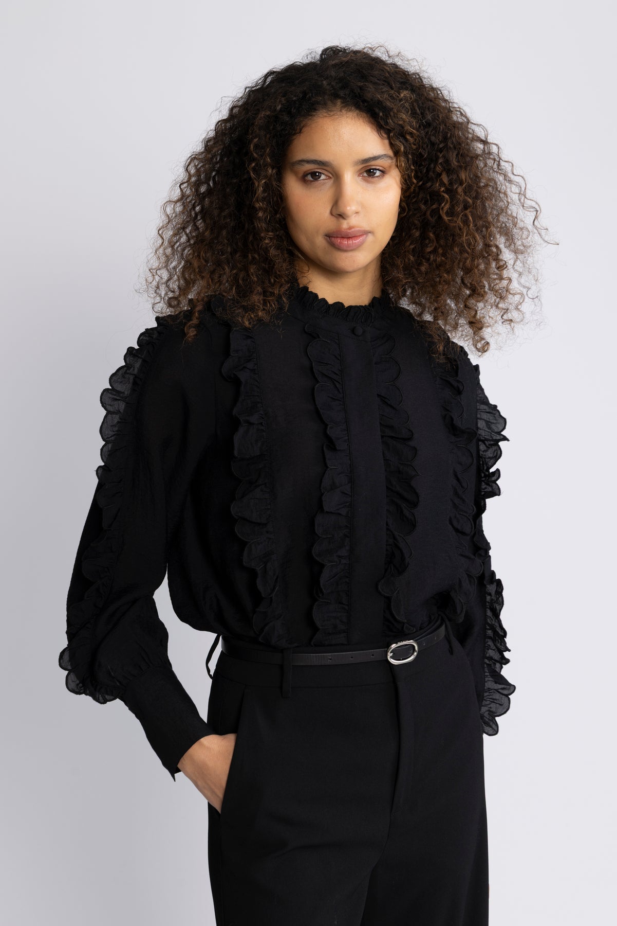 Cally Frill Shirt - Black