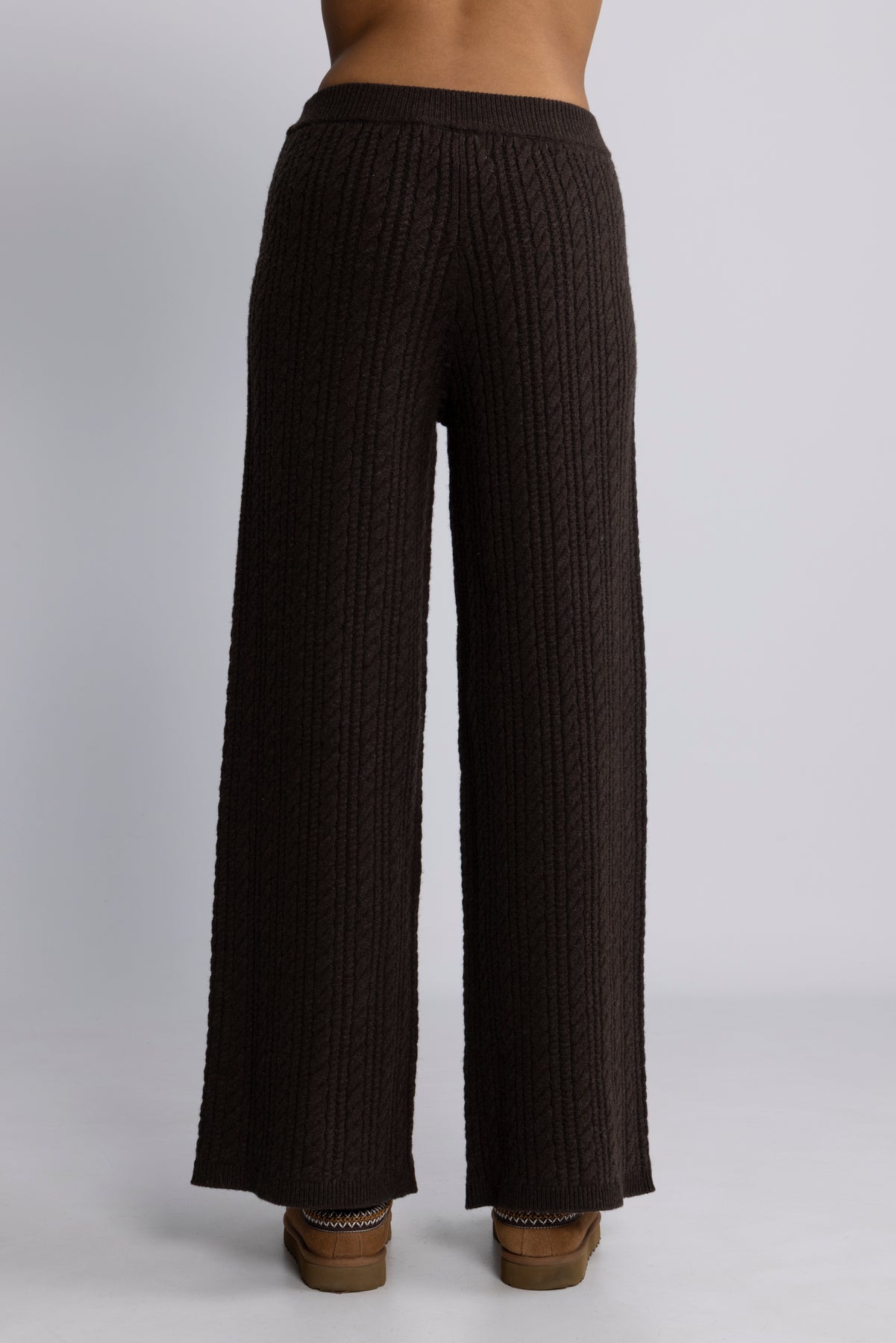 Cathy Cashmere Cable Knit Pant - Dark Brown