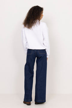 Polo-Collar Fleece Pullover - White