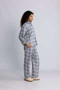 Flannel Pyjamas Set - Dusty Blue