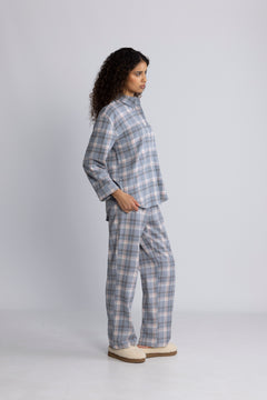 Flannel Pyjamas Set - Dusty Blue