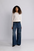 Manila Ls Knit Cashmere O-Neck - Snow White Melange
