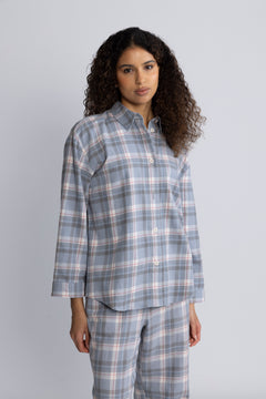 Flannel Pyjamas Set - Dusty Blue
