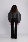 Boucle Short Jacket - Gray Pinstripe