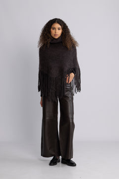 Nikola Chunky Poncho - Dark Brown