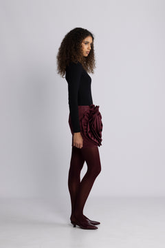 Satin Big Flower Skirt - Zinfandel