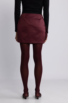 Satin Big Flower Skirt - Zinfandel
