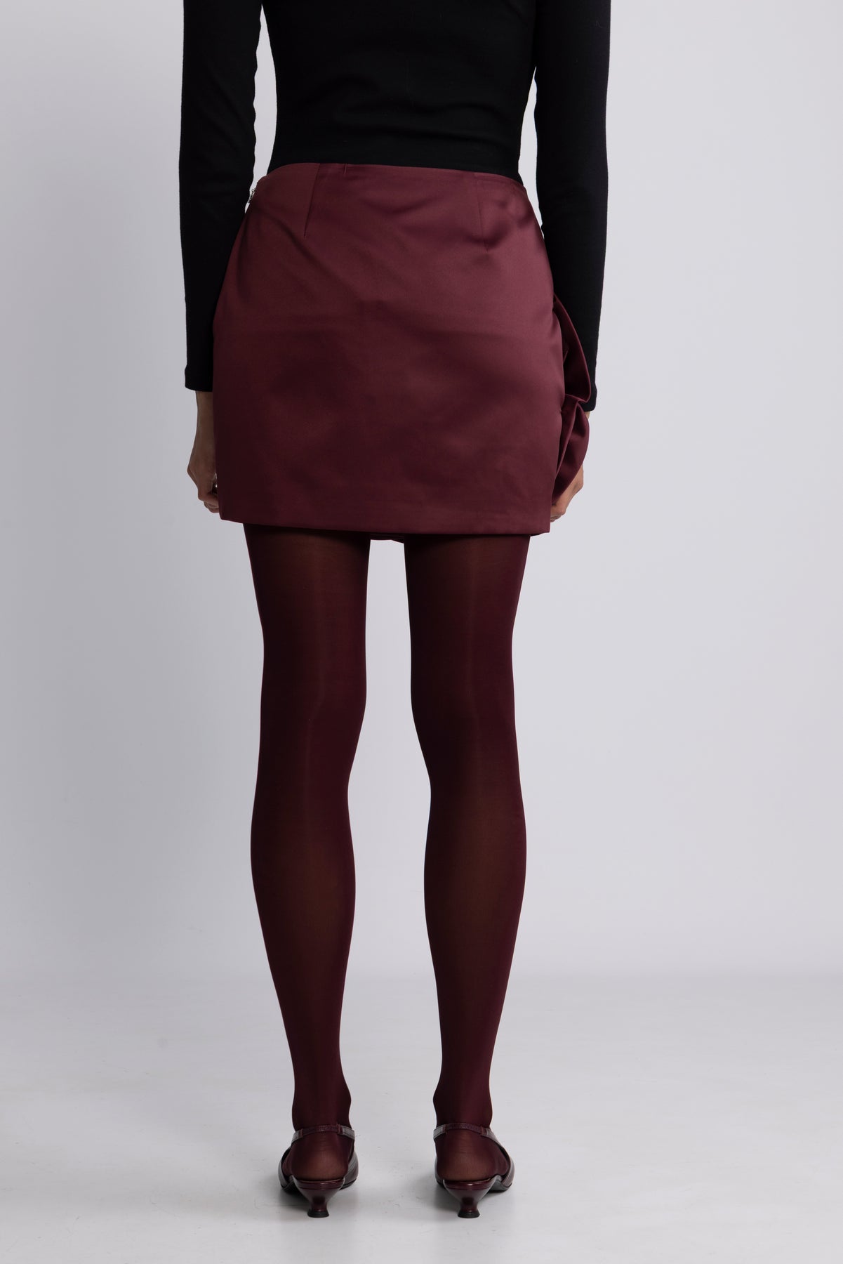 Satin Big Flower Skirt - Zinfandel