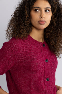 Lulu Ls Knit Short Cardigan - Anemone Melange