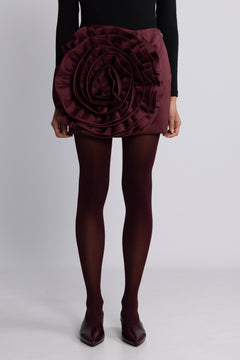 Satin Big Flower Skirt - Zinfandel